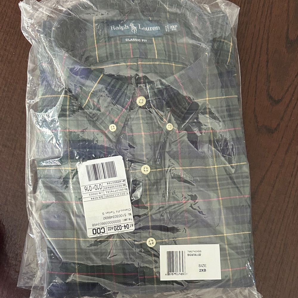 Ralph Lauren Men's Casual Plaid Shirt - Green, Yellow, Pink